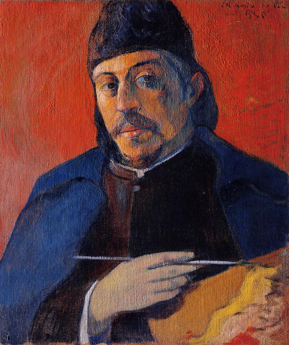 Self Portrait with Palette - Paul Gauguin Painting